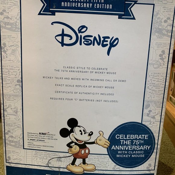 75TH Anniversary 13” Mickey Mouse Animated Talking Telephone Disney Phone  2004 - Picture 4 of 7